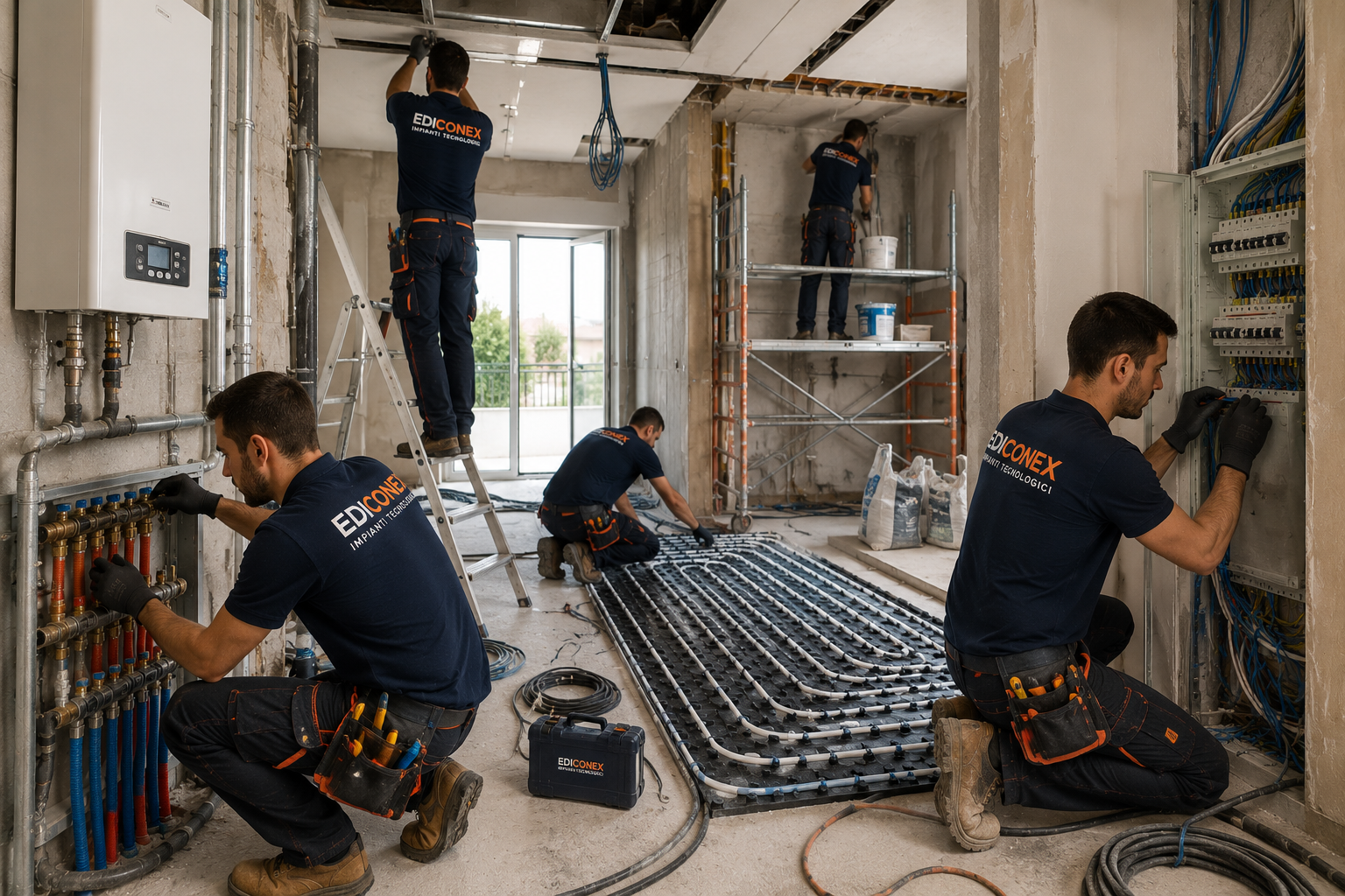 Tecnici EDICONEX al lavoro in cantiere